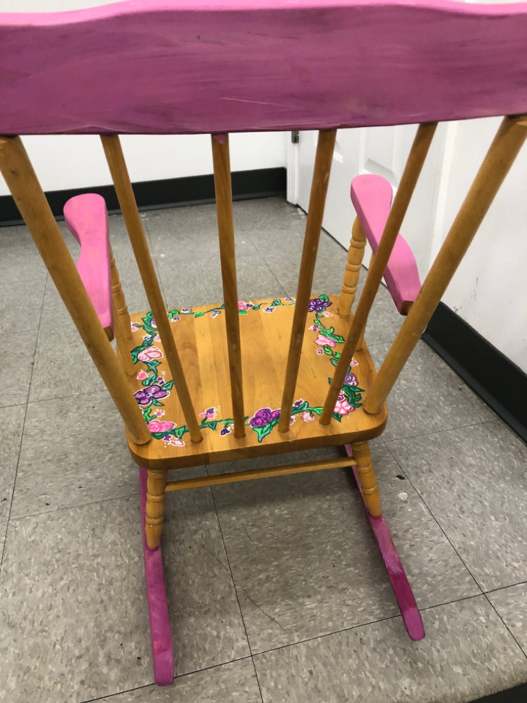 PINK FLORAL CHILDRENS ROCKER.