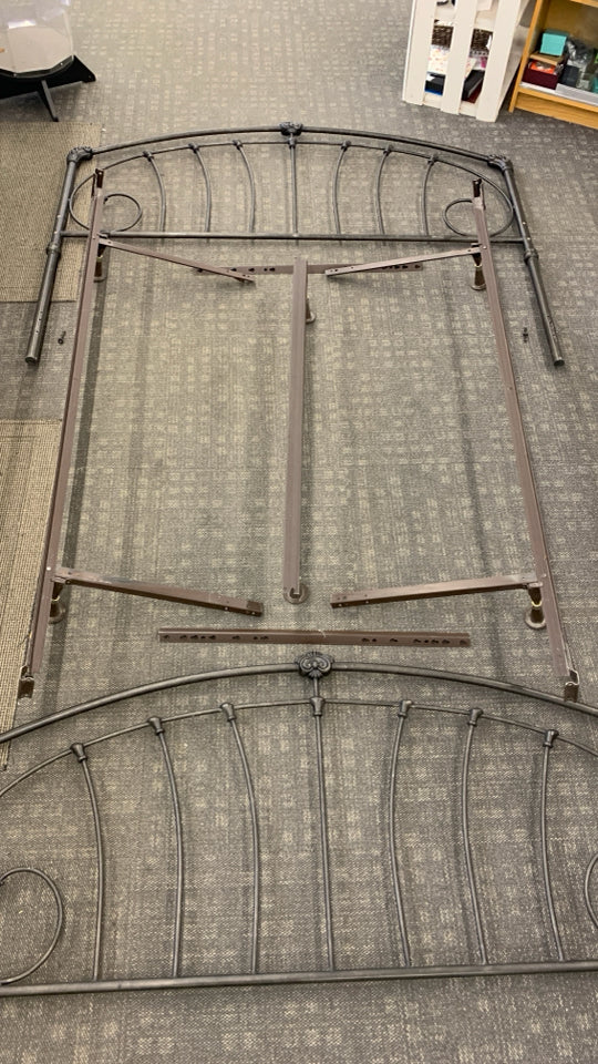 METAL SCROLL KING BED FRAME.