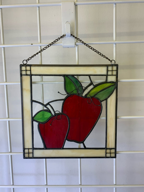 STAINED GLASS APPLE WALL HANGING.