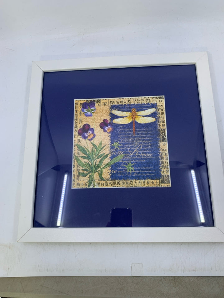 FRAMED DRAGONFLY PRINT WALL ART.