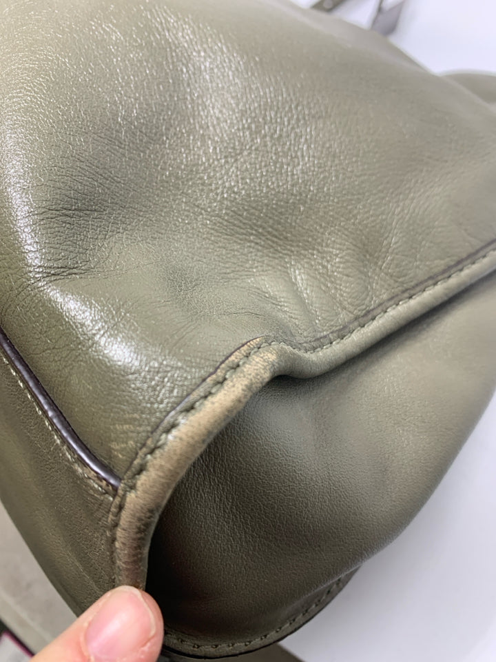 Coach F32325 Edie Shoulder Bag Olive Grey *Signs Of Wear Exterior Bottoms/Hardwa