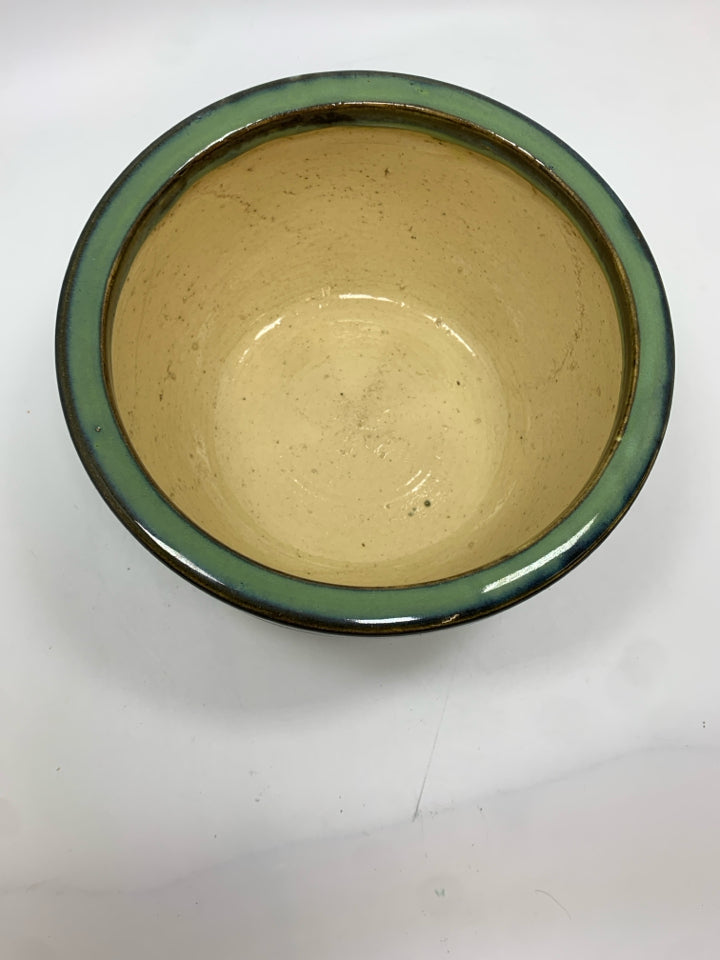 GREEN GLAZE POTTERY PLANTER.