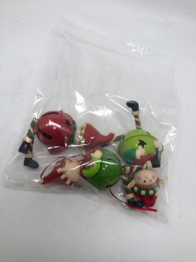 3 BELL ELFS ORNAMENTS IN BAG.