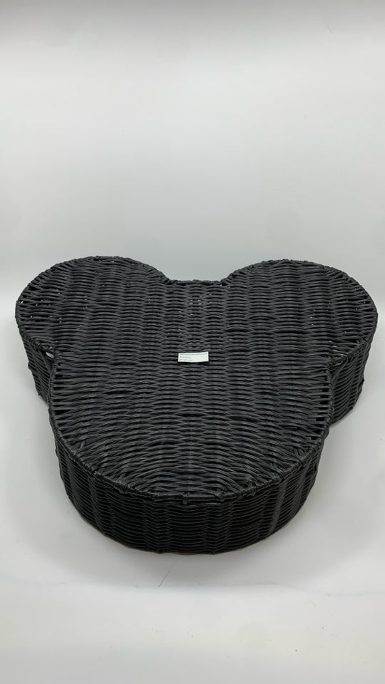 MICKEY MOUSE BLACK WICKER BASKET.