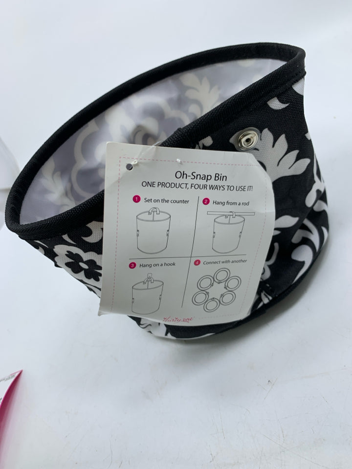 NEW BLACK/WHITE PAISLEY PATTERN FABRIC OH SNAP BIN.