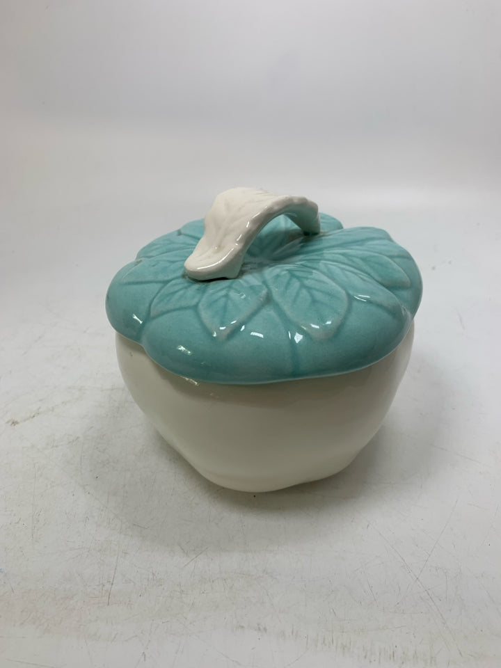 CERAMIC APPLE TEAL LID.