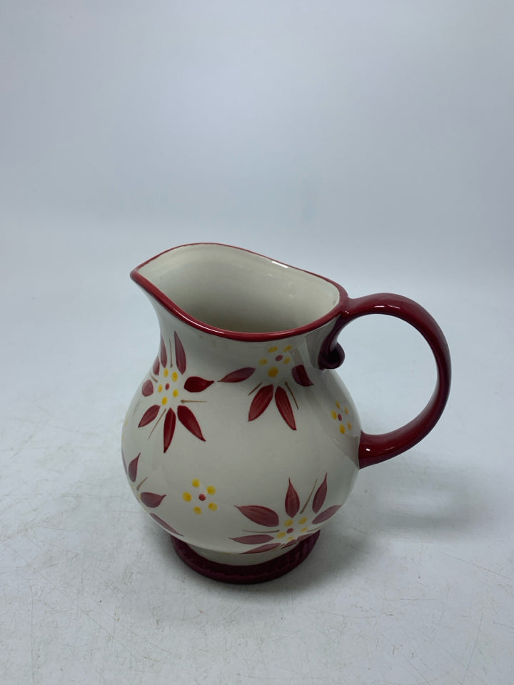 RED FLORAL PITCHER.