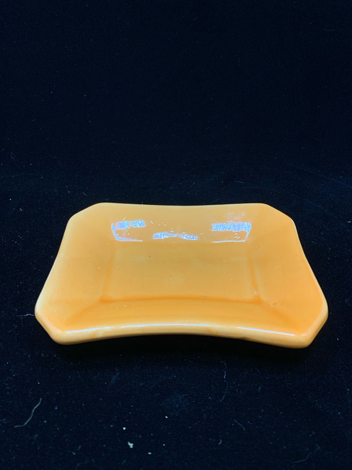 ORANGE CERAMIC SOAP DISH.