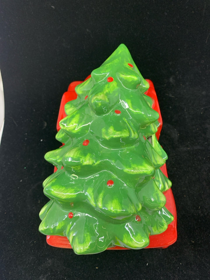 RED TRUCK, XMAS TREE COOKIE JAR.