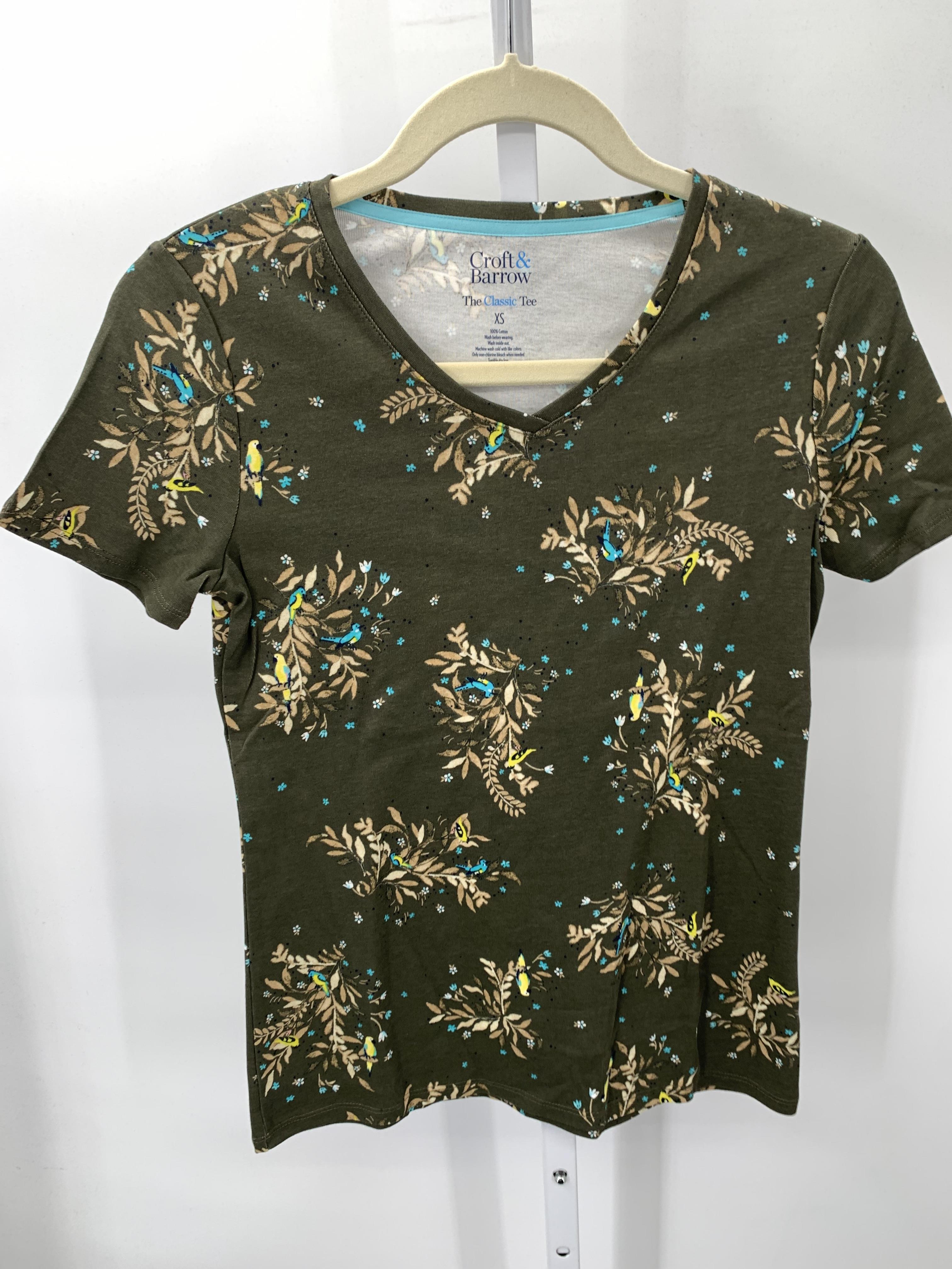 Croft & Barrow Size X Small Misses Short Sleeve Shirt