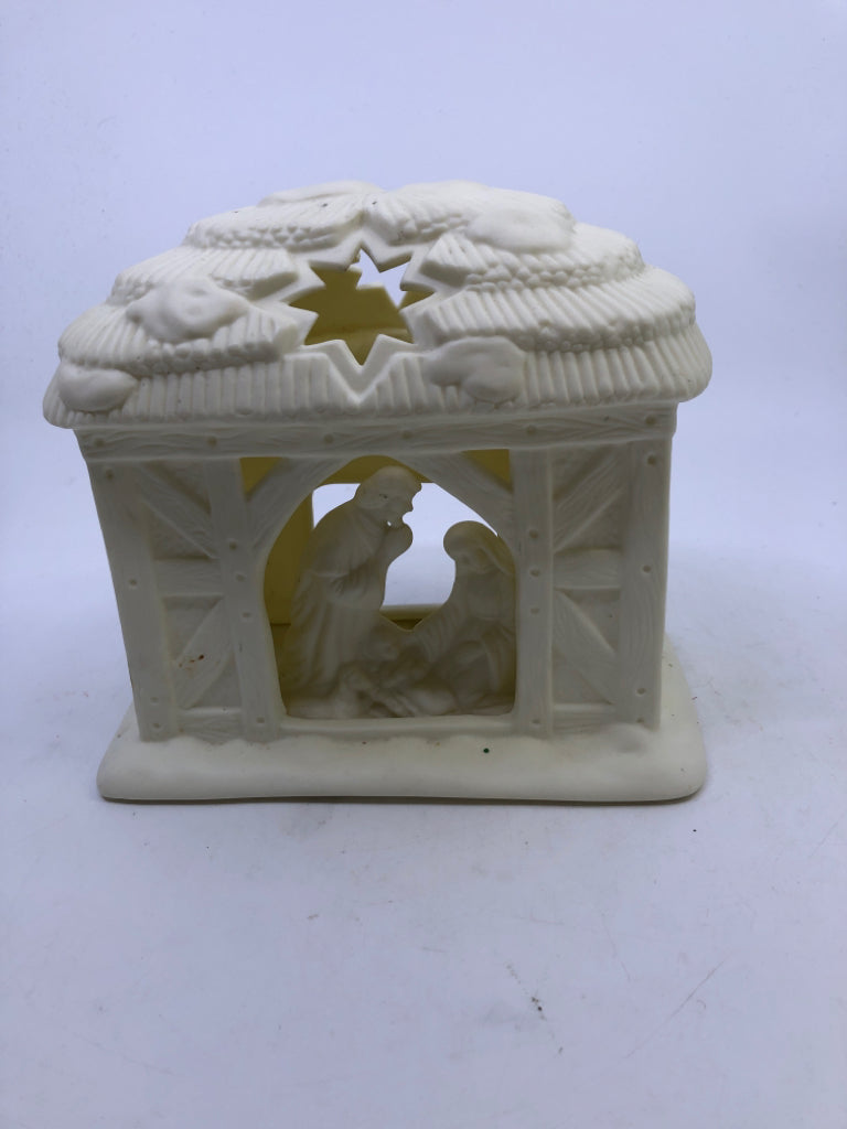 PORCELAIN NATIVITY TEA LIGHT HOLDER.
