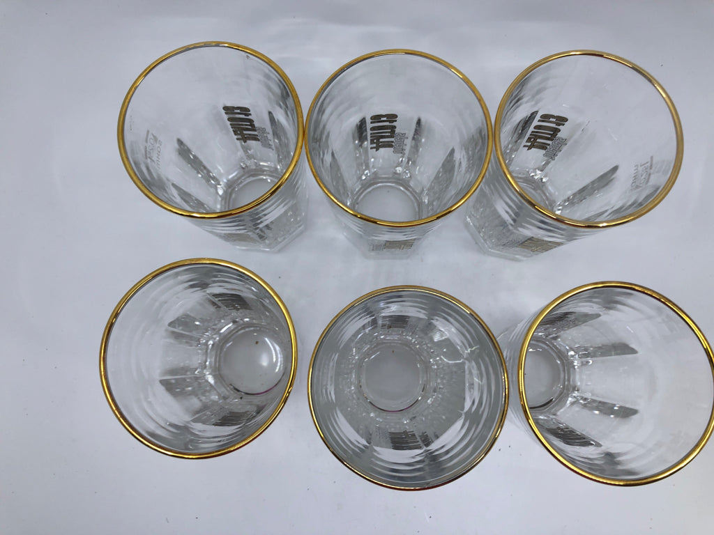 6 PLATO 13 GLASS W/ GOLD RIM.