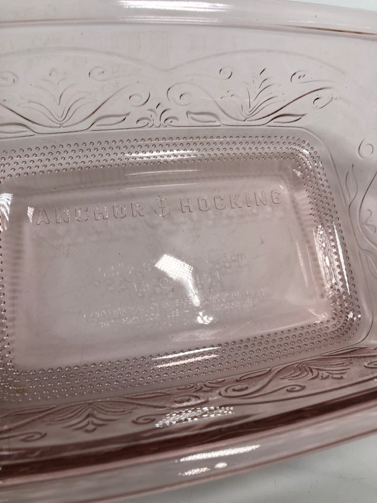 PINK GLASS LOAF PAN - ANCHOR HOCKING.