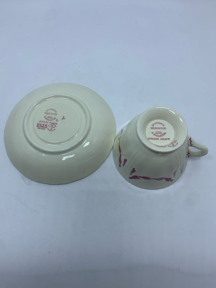VTG WEDGWOOD HUSK PATTERN TEACUP/SAUCER.
