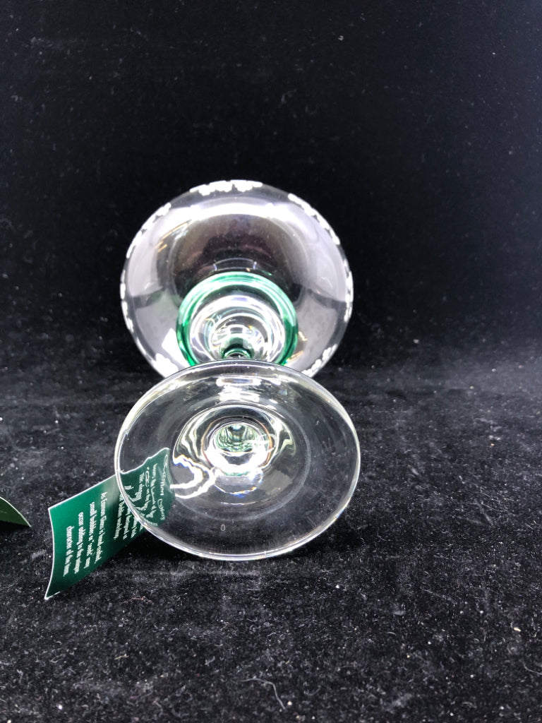 NIB GREEN CRYSTAL CLADDAGH VOTIVE HOLDER.