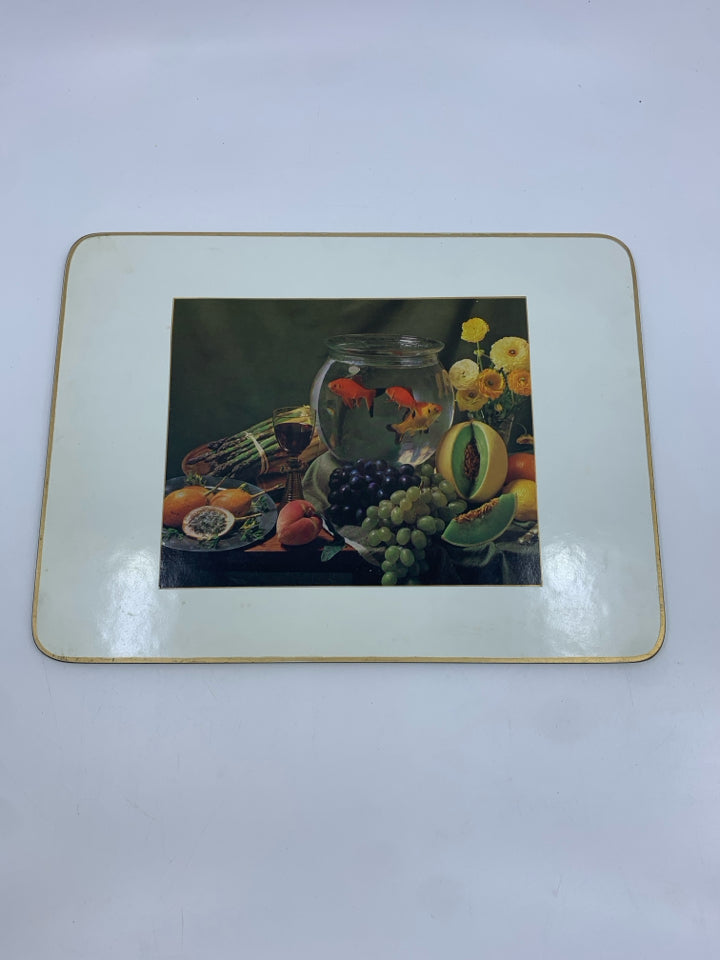 SQUARE FRUIT GOLDFISH BOWL TRIVET.