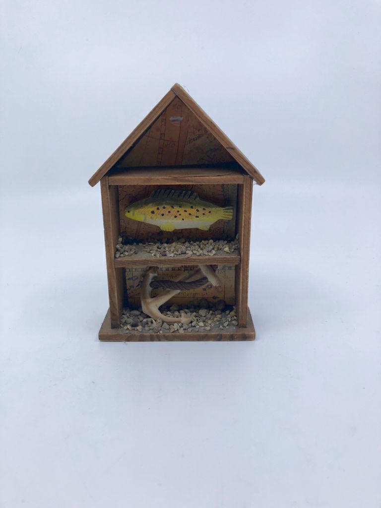 SMALL SHELF W BASS W ANCHOR DECOR.