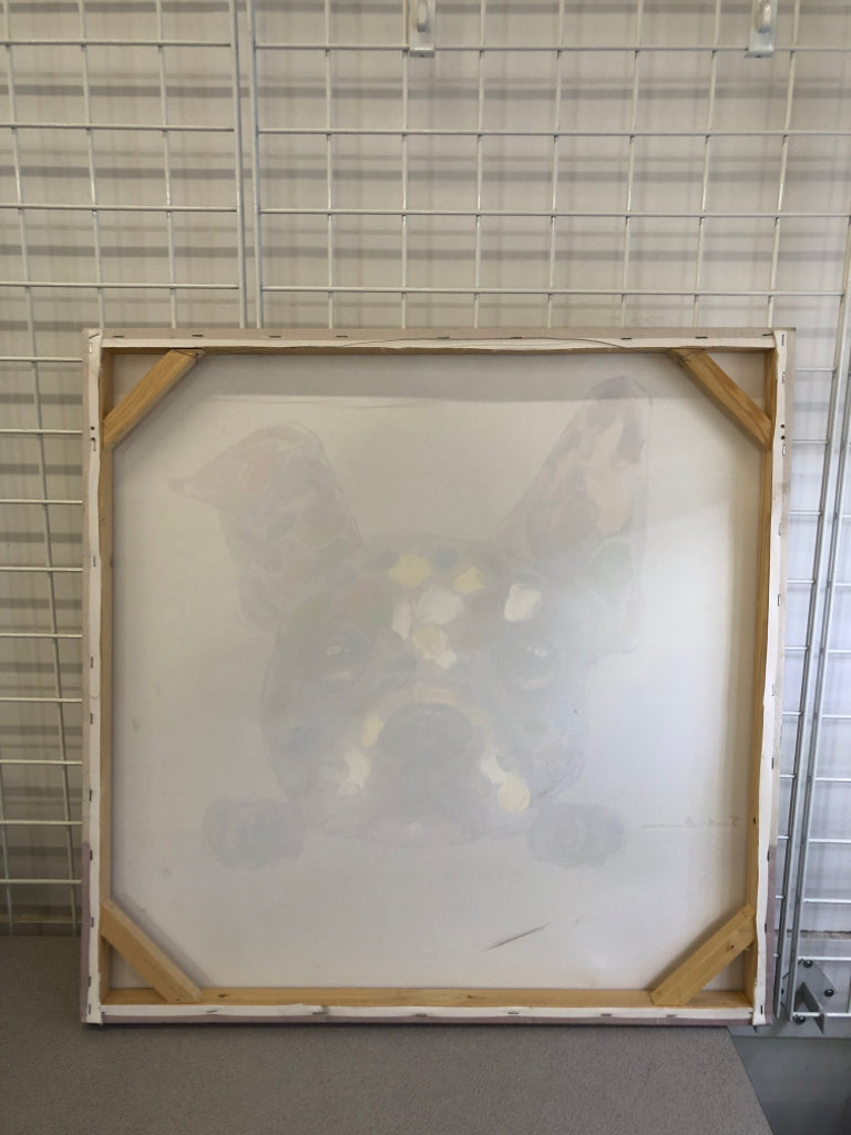 TEXTURED ACRYLIC FRENCH BULLDOG ON CANVAS.