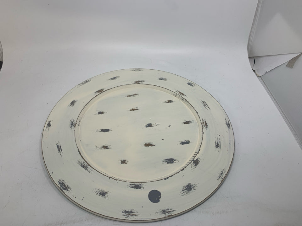 DISTRESSED WHITE PLATE CHARGER.