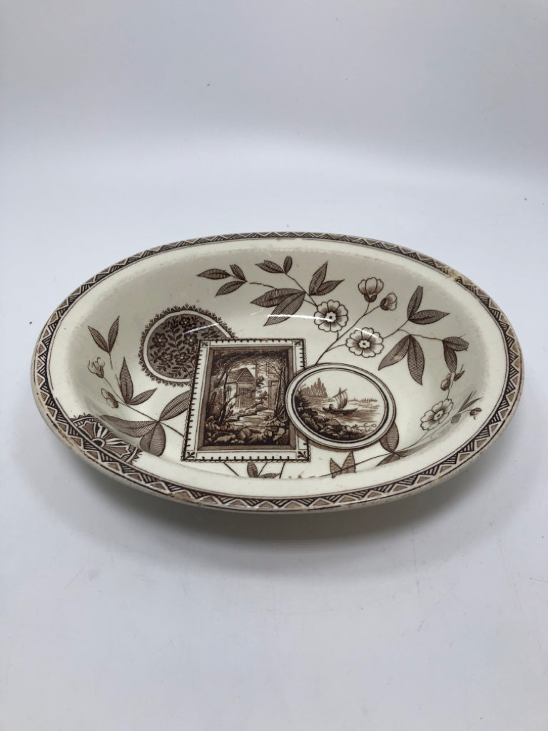 VTG BROWN PERAK JAMES BEECH OVAL SERVING DISH.