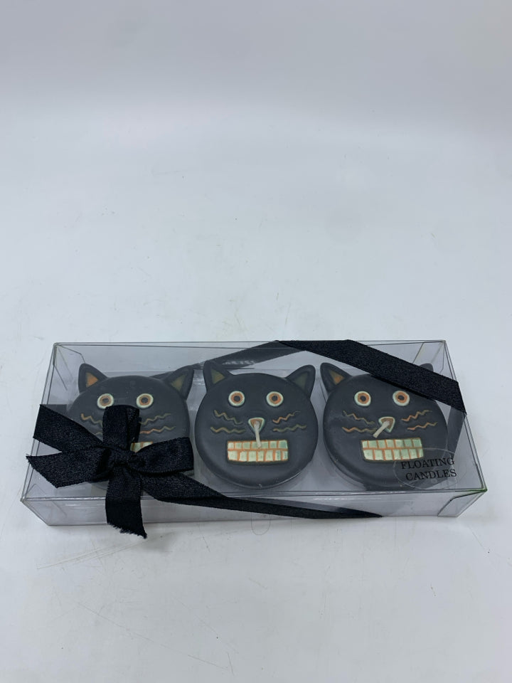 NIB 3PK BLACK CAT FLOATING CANDLES.