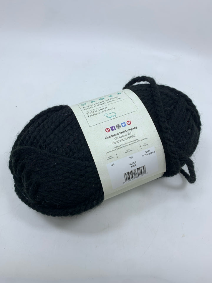 LION BRAND BLACK WOOL YARN.