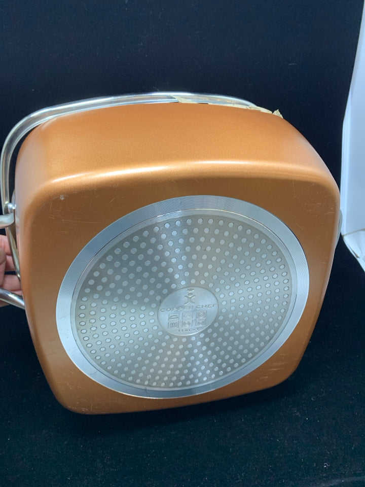 NEW 4 PC SQUARE COPPER DEEP FRYING PAN.