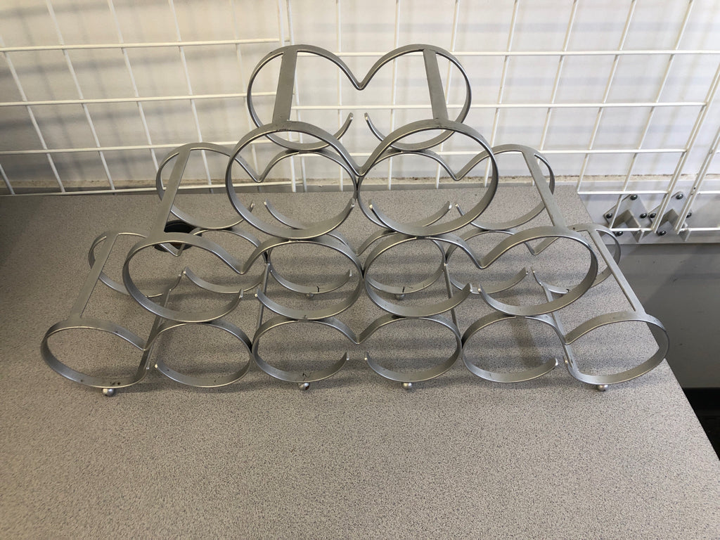 SILVER METAL WINE BOTTLE RACK