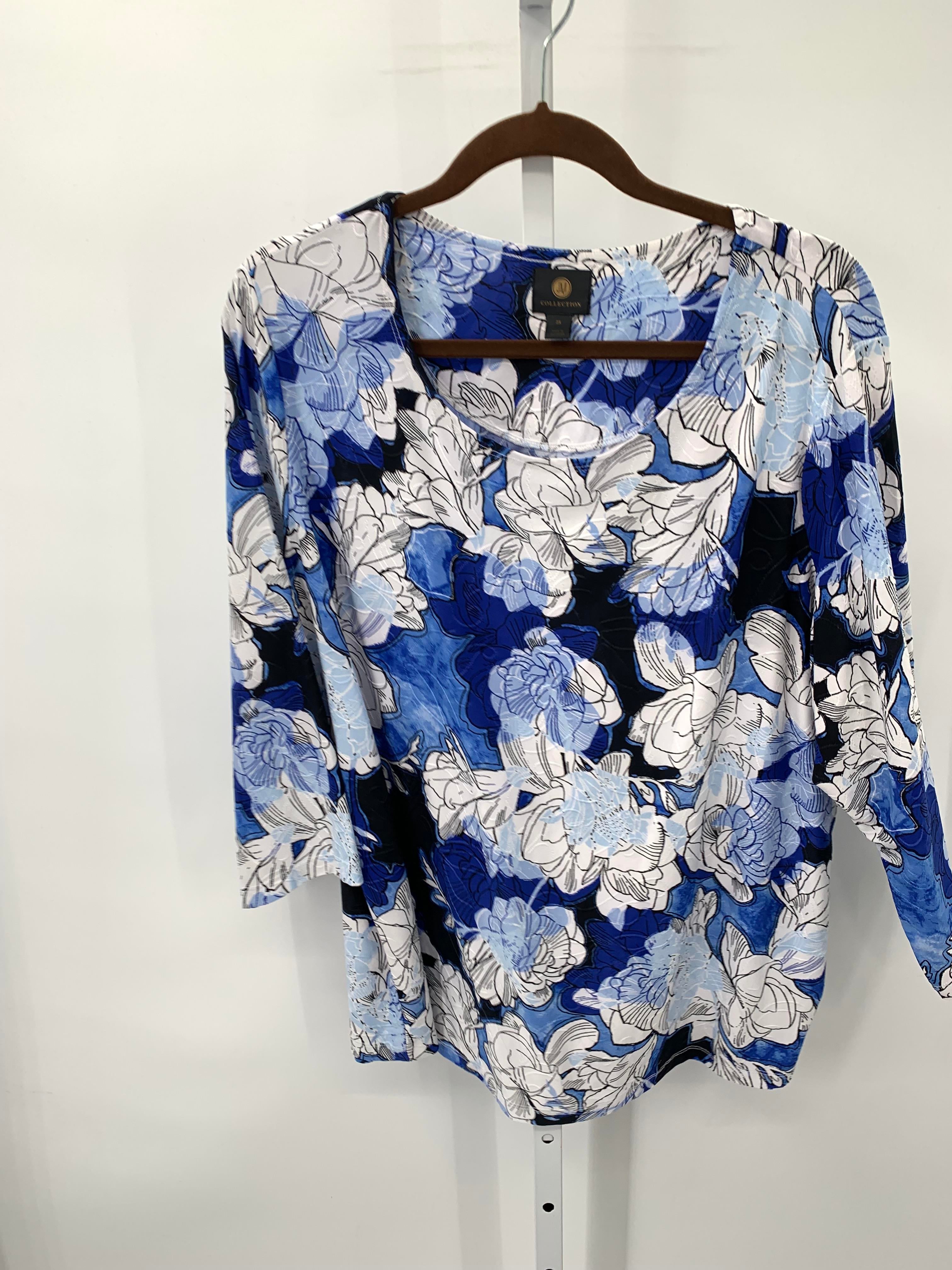 JM Collection Size 2X Womens 3/4 Sleeve Shirt