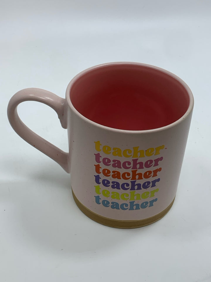 PINK TEACHER MUG.