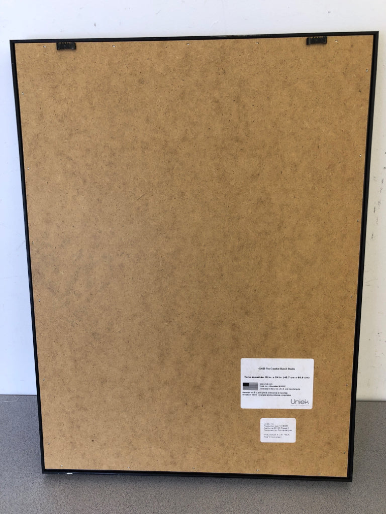 MAP OF SOUTH AMERICA CANVAS IN BLACK/GOLD FRAME.