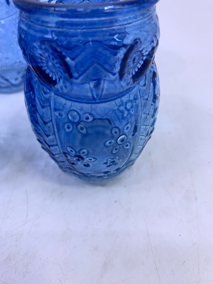 6 BLUE OWL SHOT GLASSES.