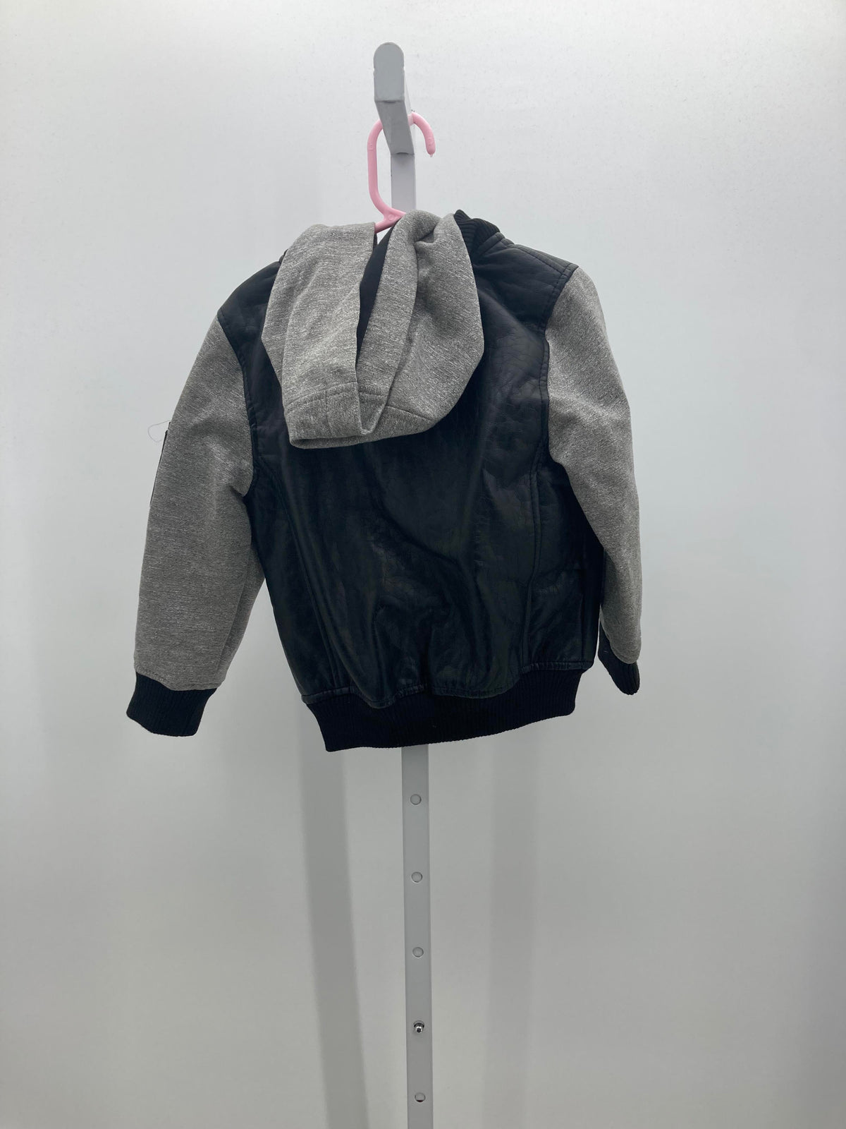 FAUX LEATHER HOODED JACKET