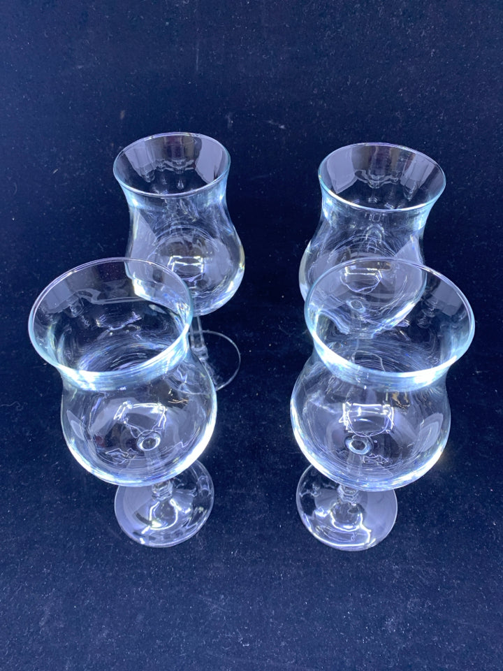 4 TULIP SHAPE WINE GLASSES.