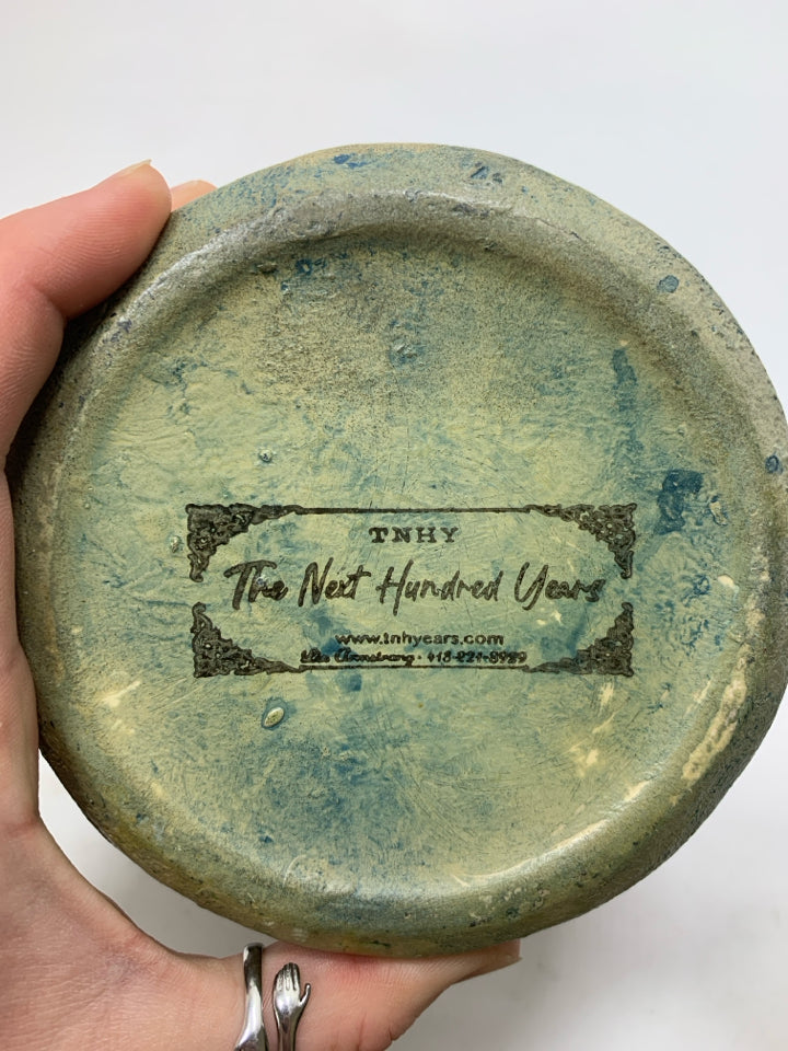 PALE GREEN EMBOSSED SHEEP CANISTER.