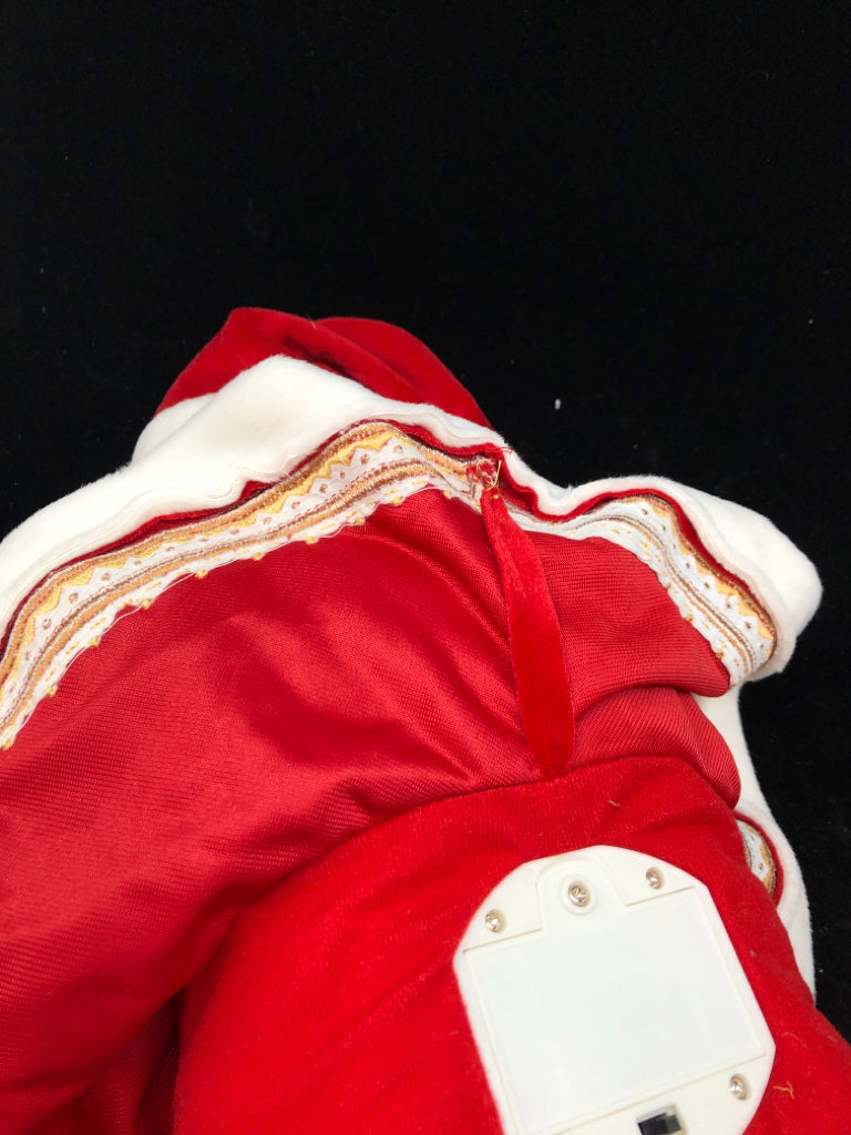 SINGING PLUSH SITTING SANTA RED COAT.