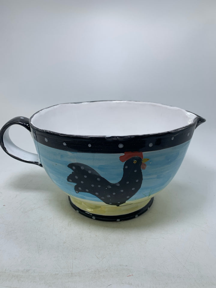 BLACK POLKA DOT ROOSTER BATTER BOWL.