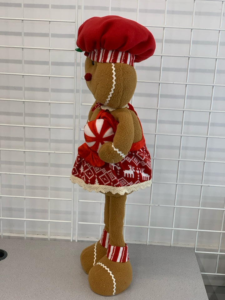 GINGERBREAD MAN W/ PEPPERMINT STANDING DECOR.