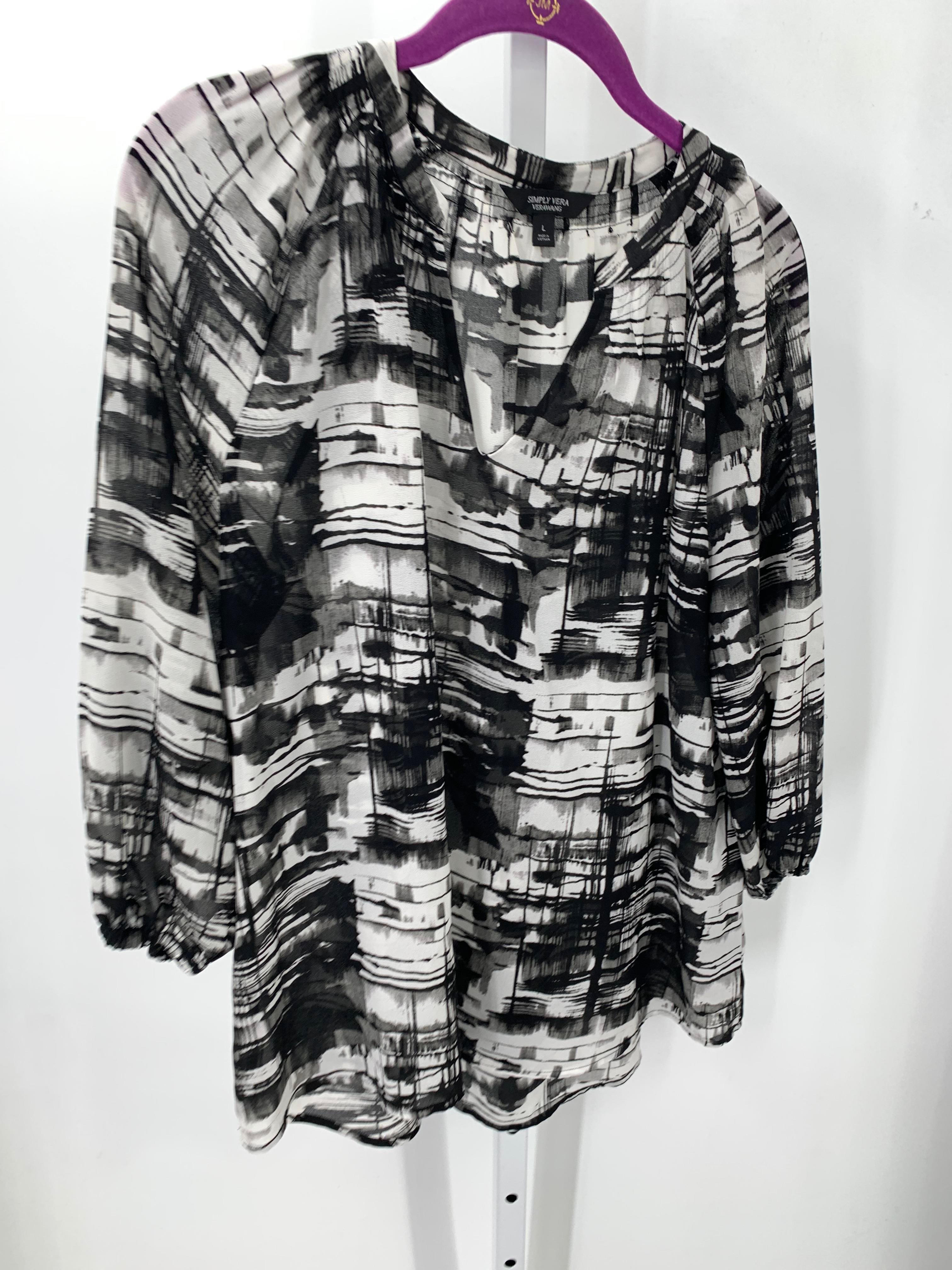 Vera Wang Size Large Misses 3/4 Sleeve Shirt