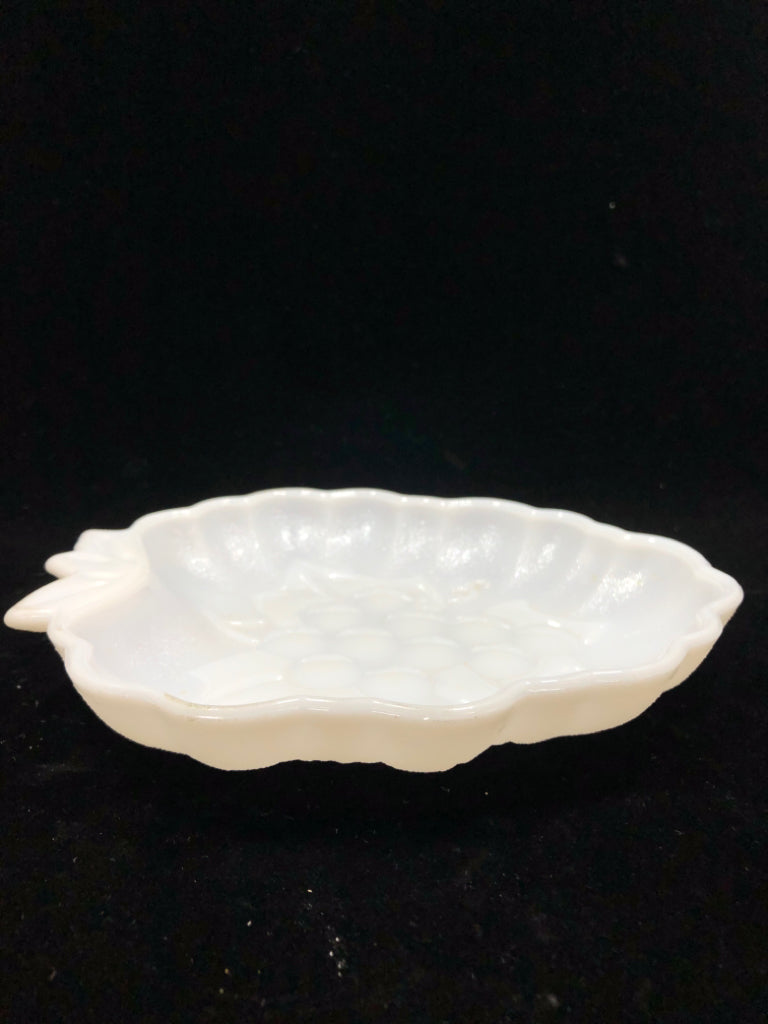 VTG RASPBERRY MILK GLASS DISH.