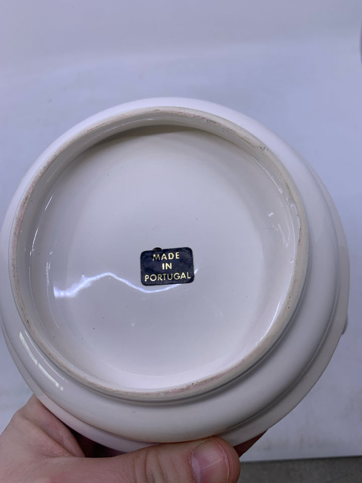 CERAMIC TAPERED CANDLE HOLDER W/ CANDLE WAX CATCH.