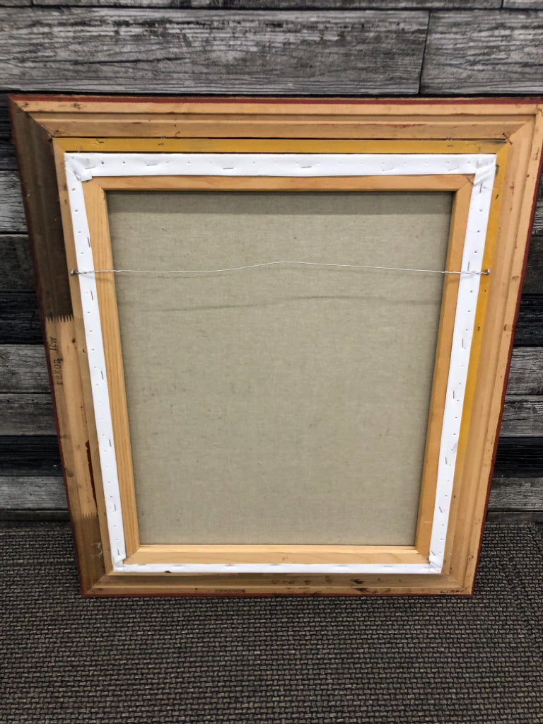 COUPLE IN STREET SCENE FRAMED PAINTING.