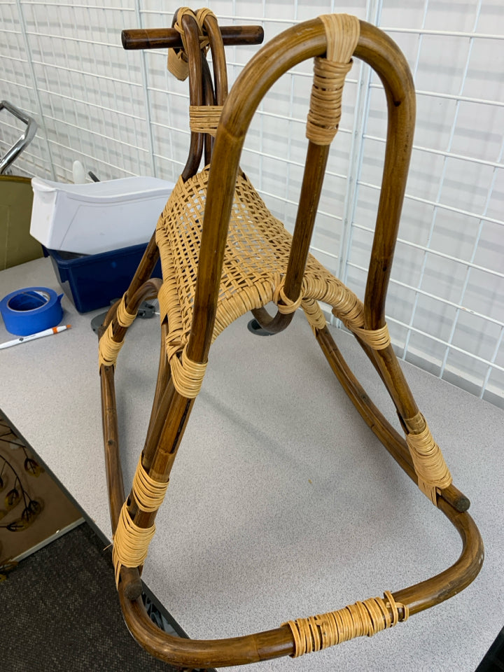 BAMBOO AND RATTAN CANE DECOR ROCKING HORSE.