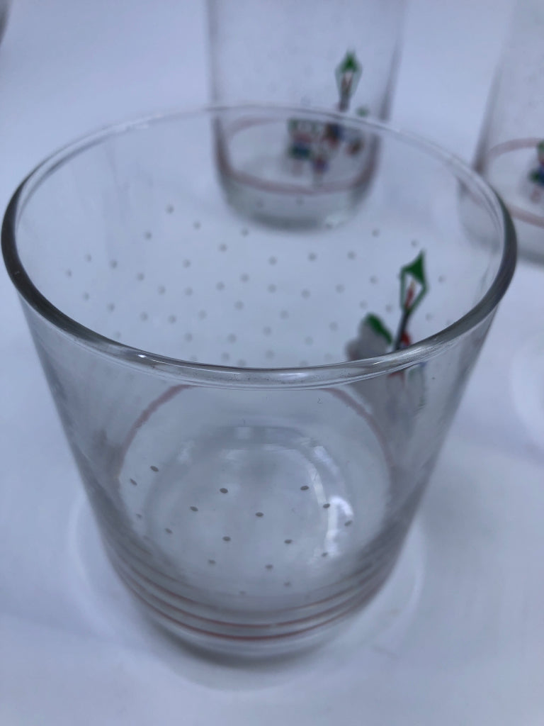 4 CAROLING SNOWMAN DRINK GLASSES.