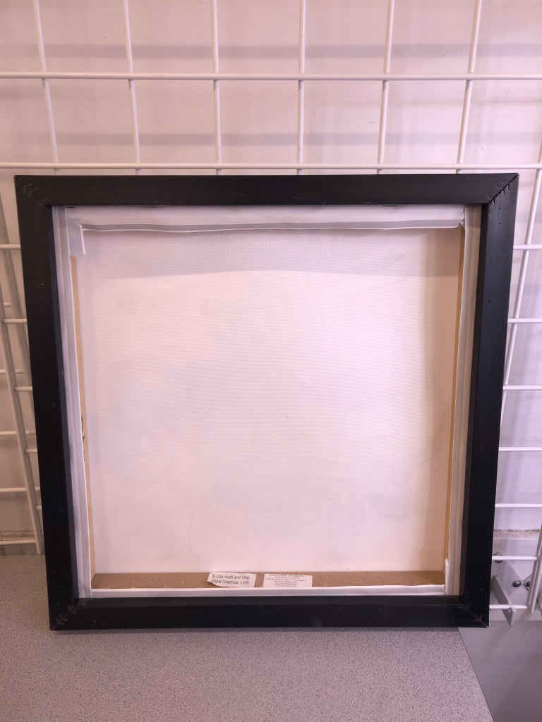 BLUE & GREEN FLOWER IN MASON JAR FRAMED CANVAS.