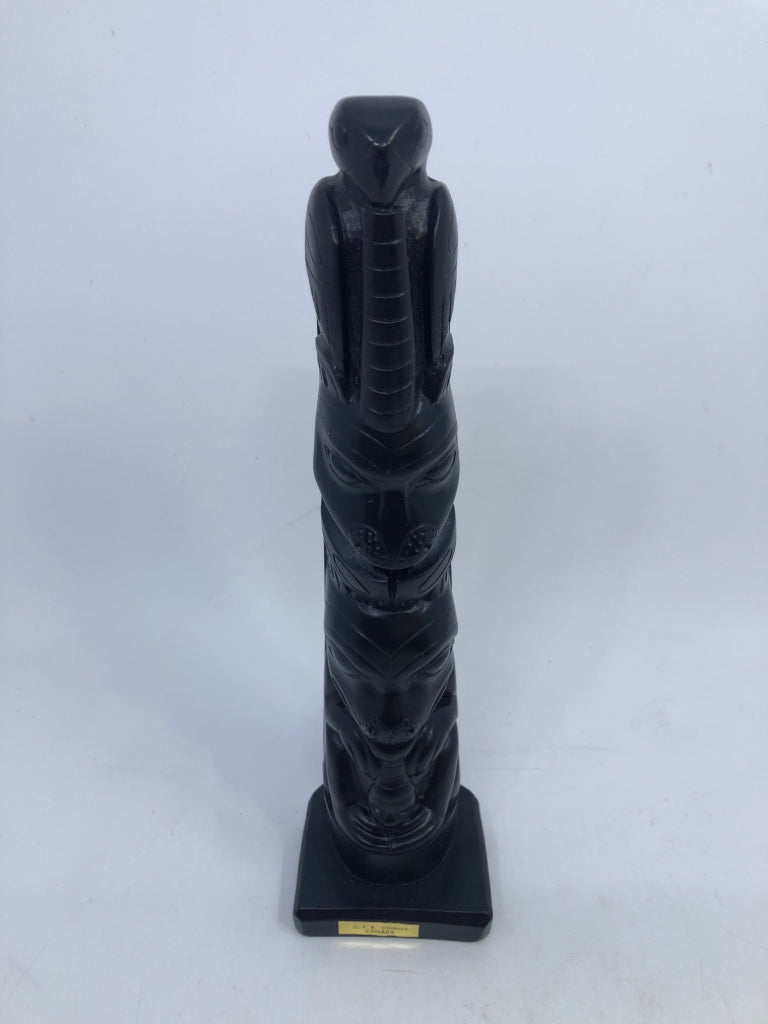 HUMAN, ANIMAL W/TONGUE OUT, ANIMAL, EAGLE TOTEM POLE HAND CARVED CFB COMOX CANAD