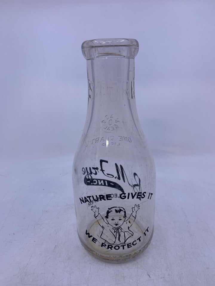 CLEAR GLASS MILK JUG B M JRYE.