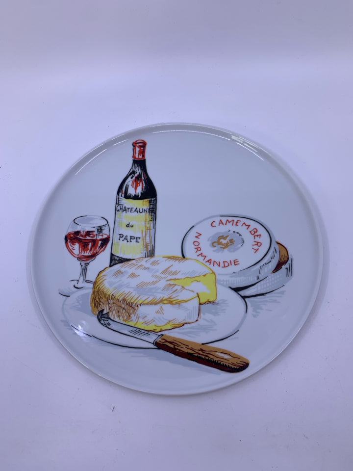 PORCELAIN CIRCLE CHEESE/WINE PLATTER PHILIPPE DESHOULIERES.
