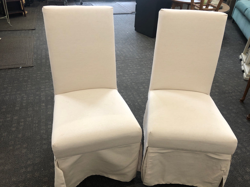 2 CREAM ACCENT CHAIRS W SKIRTS.