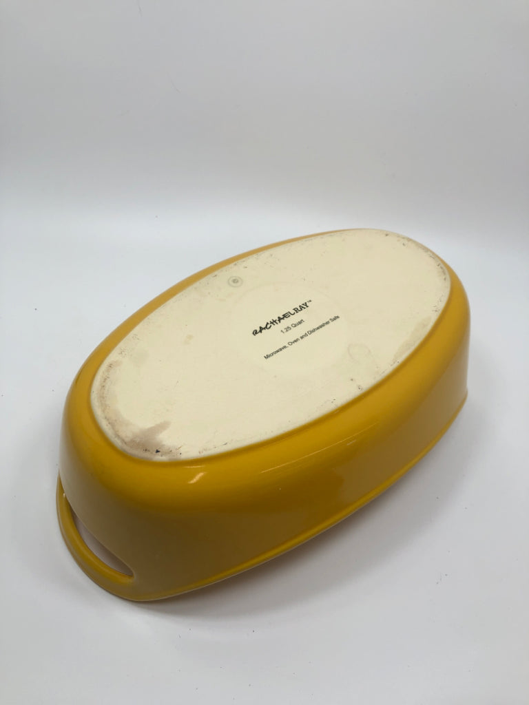 RACHEL RAY YELLOW BAKING DISH W/HANDLES.